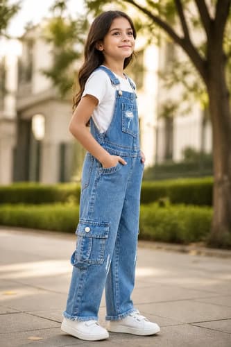 Enterito Jardinero Rigido Cargo De Jeans Para Niñas
