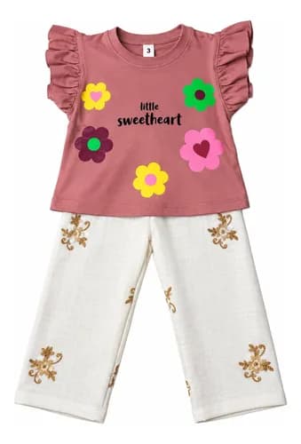 Conjunto Beba Remera Algodón + Pantalon Palazzo De Lino - imagen 9