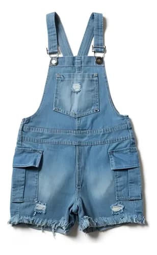 Enterito Jardinero Jeans Rigido Corto Para Niñas