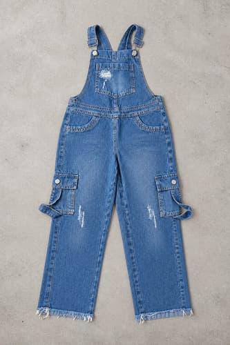 Enterito Jardinero Rigido Cargo De Jeans Para Niñas - imagen 4