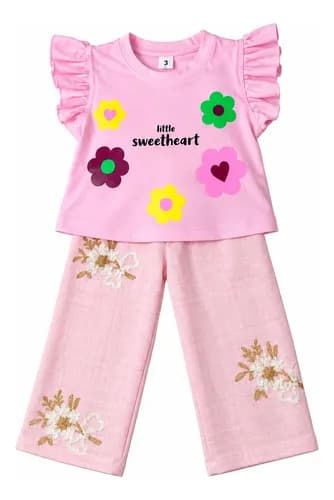 Conjunto Beba Remera Algodón + Pantalon Palazzo De Lino - imagen 22