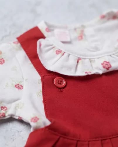 Conjunto De Vestido Jumper Y Body Manga Corta Bebe - imagen 7