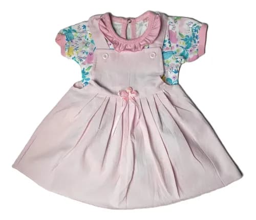 Conjunto De Vestido Jumper Y Body Manga Corta Bebe - imagen 13