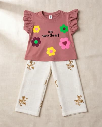 Conjunto Beba Remera Algodón + Pantalon Palazzo De Lino - imagen 11