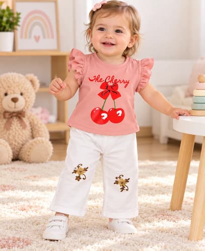 Conjunto Beba Remera Algodón + Pantalon Palazzo De Lino