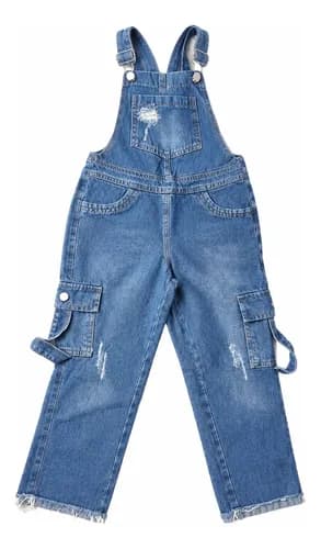 Enterito Jardinero Rigido Cargo De Jeans Para Niñas - imagen 3