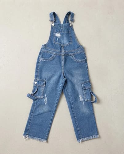 Enterito Jardinero Rigido Cargo De Jeans Para Niñas - imagen 5