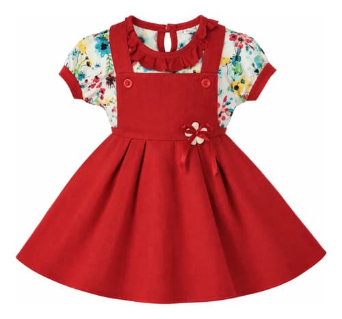 Conjunto De Vestido Jumper Y Body Manga Corta Bebe - imagen 11