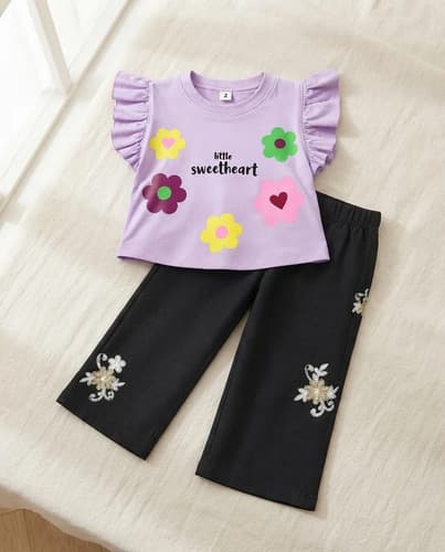 Conjunto Beba Remera Algodón + Pantalon Palazzo De Lino - imagen 6