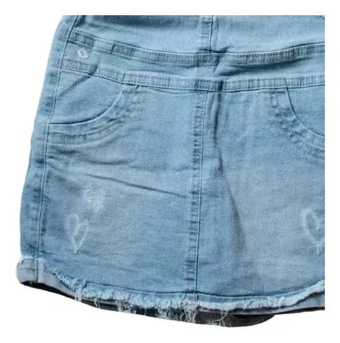 Jardinero De Jeans Elastizado Corto Pollera Pantalon Niñas - imagen 4