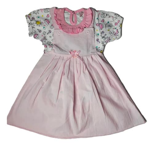 Conjunto De Vestido Jumper Y Body Manga Corta Bebe - imagen 9