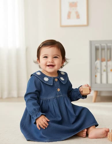 Vestido Zaphira Jeans Manga Larga Beba