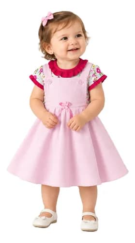 Conjunto De Vestido Jumper Y Body Manga Corta Bebe - imagen 4
