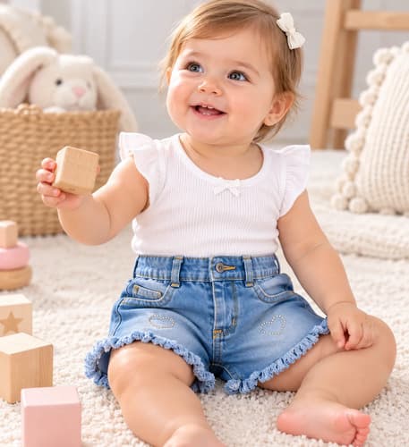 Shorts Beba Jeans Brillitos  Talle 1-2 Años