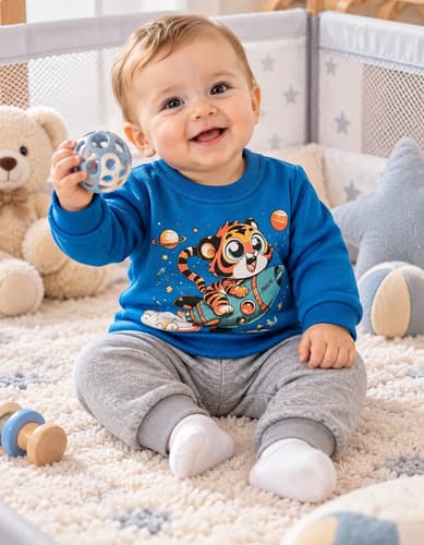 Conjunto Frizado De Buzo C. Redondo Y Pantalón  Bebe